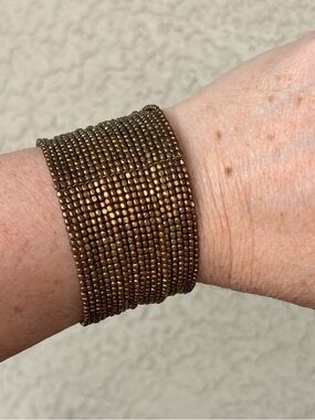 Versatile Gold Beaded Wide Cuff Bracelet